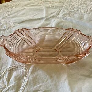 Elegant Pink Glass Serving Dish